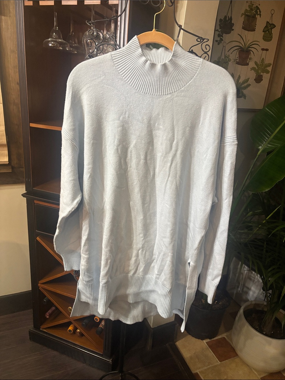NWT Express Soft Blue Mock Neck Ribbed Knit Sweater
